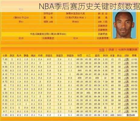 NBA季后赛历史关键时刻数据