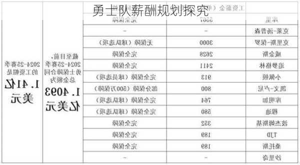 勇士队薪酬规划探究