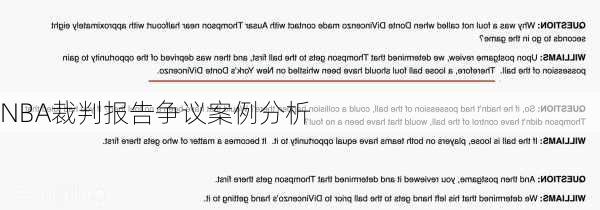 NBA裁判报告争议案例分析