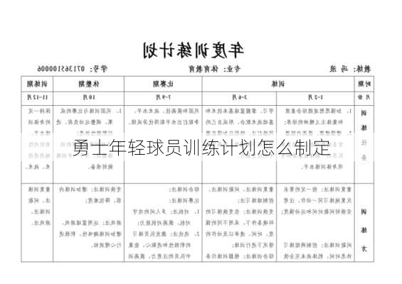 勇士年轻球员训练计划怎么制定