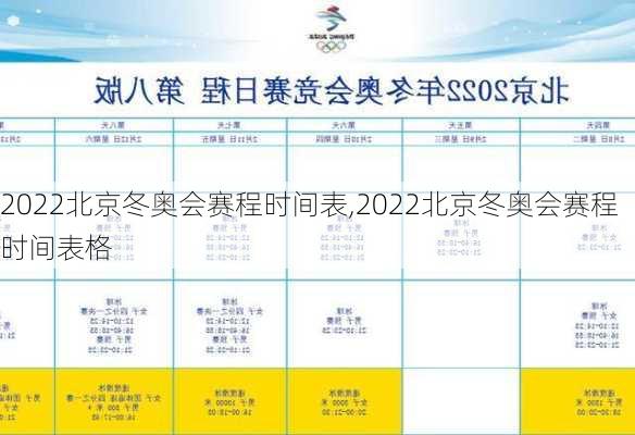 2022北京冬奥会赛程时间表,2022北京冬奥会赛程时间表格