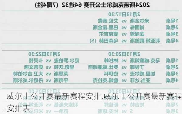 威尔士公开赛最新赛程安排,威尔士公开赛最新赛程安排表